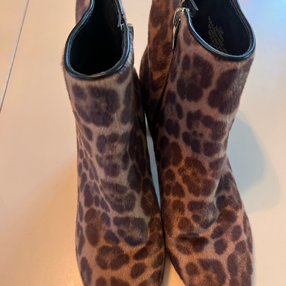 Nine West Brown Leopard Ankle Booties